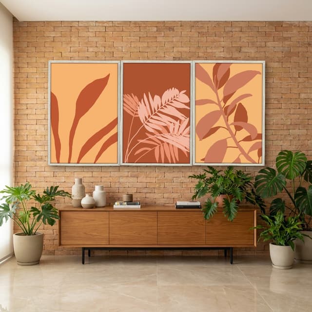 Kit Quadros Decorativos Planta Abstrata