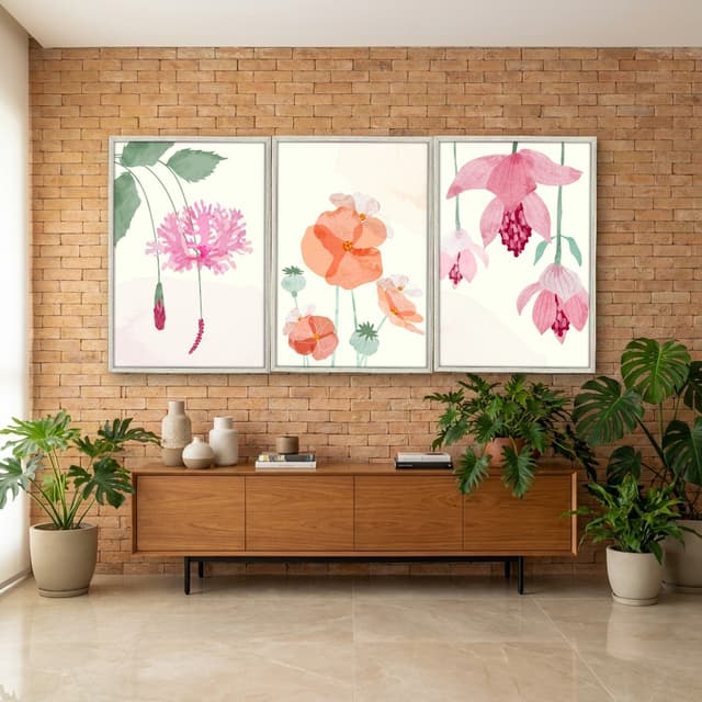 Kit Quadros Decorativos Flora Aquarela