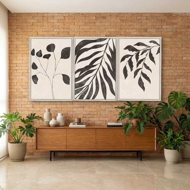 Kit Quadros Decorativos Planta Abstrata