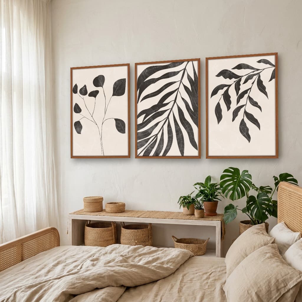 Kit Quadros Decorativos Planta Abstrata