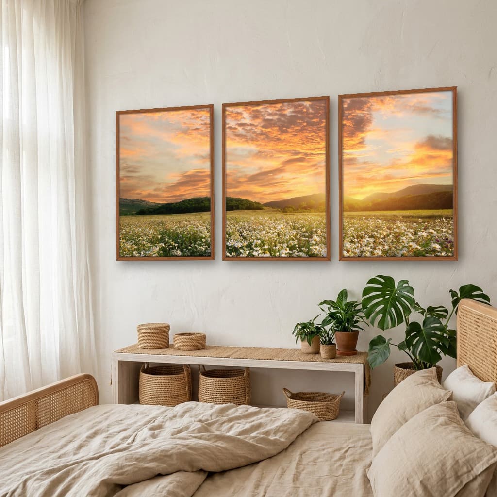 Kit Quadros Decorativos Pôr Do Sol