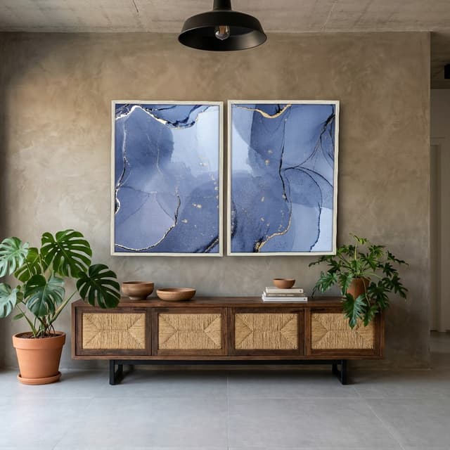 Kit Quadros Decorativos Mármore Azul