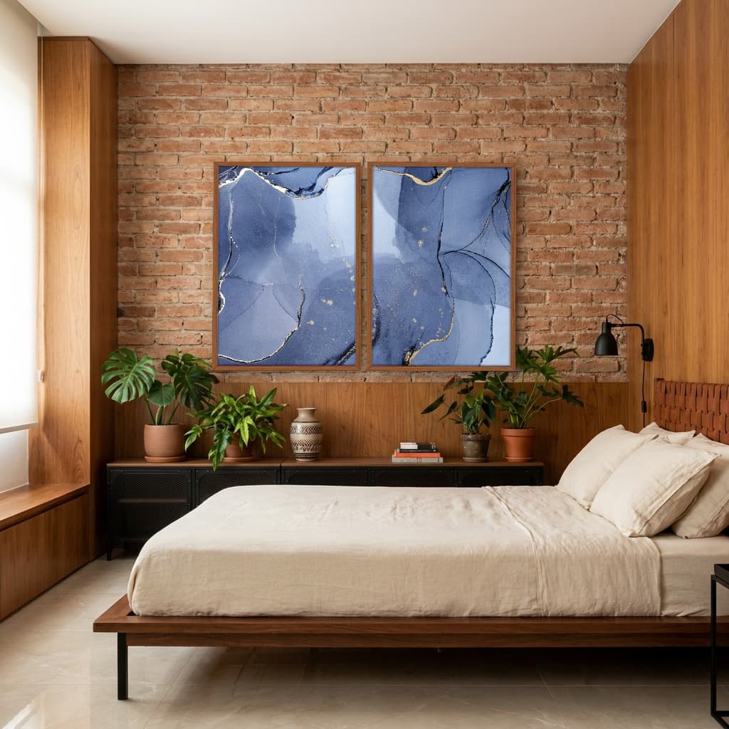 Kit Quadros Decorativos Mármore Azul