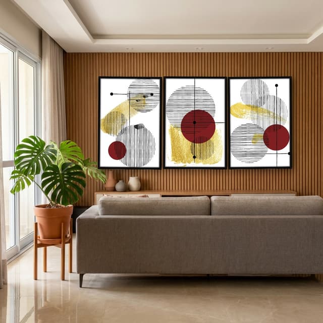 Kit Quadros Decorativos Formas Abstratas