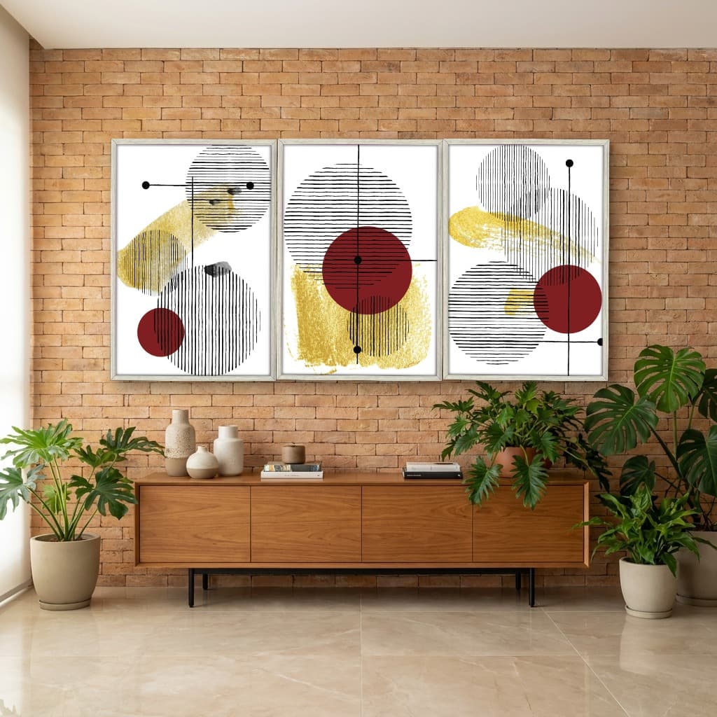 Kit Quadros Decorativos Formas Abstratas