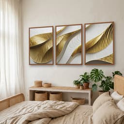 Kit Quadros Decorativos Dourado Formas