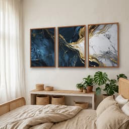 Kit Quadros Decorativos Mármore Azul