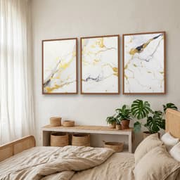 Kit Quadros Decorativos Mármore Dourado