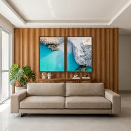 Kit Quadros Decorativos Mar Azul Com Montanhas