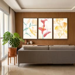 Kit Quadros Decorativos Flor Laranja E Vermelho