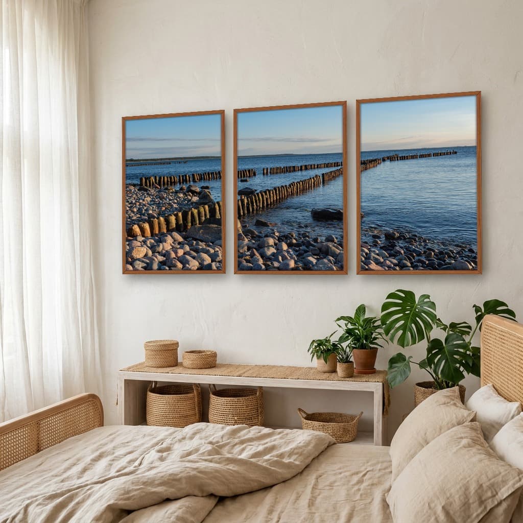 Kit Quadros Decorativos Estrada De Pedra Com O Mar