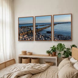 Kit Quadros Decorativos Estrada De Pedra Com O Mar