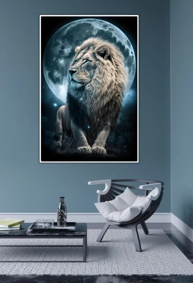 Quadro Decorativo Leão Lunar